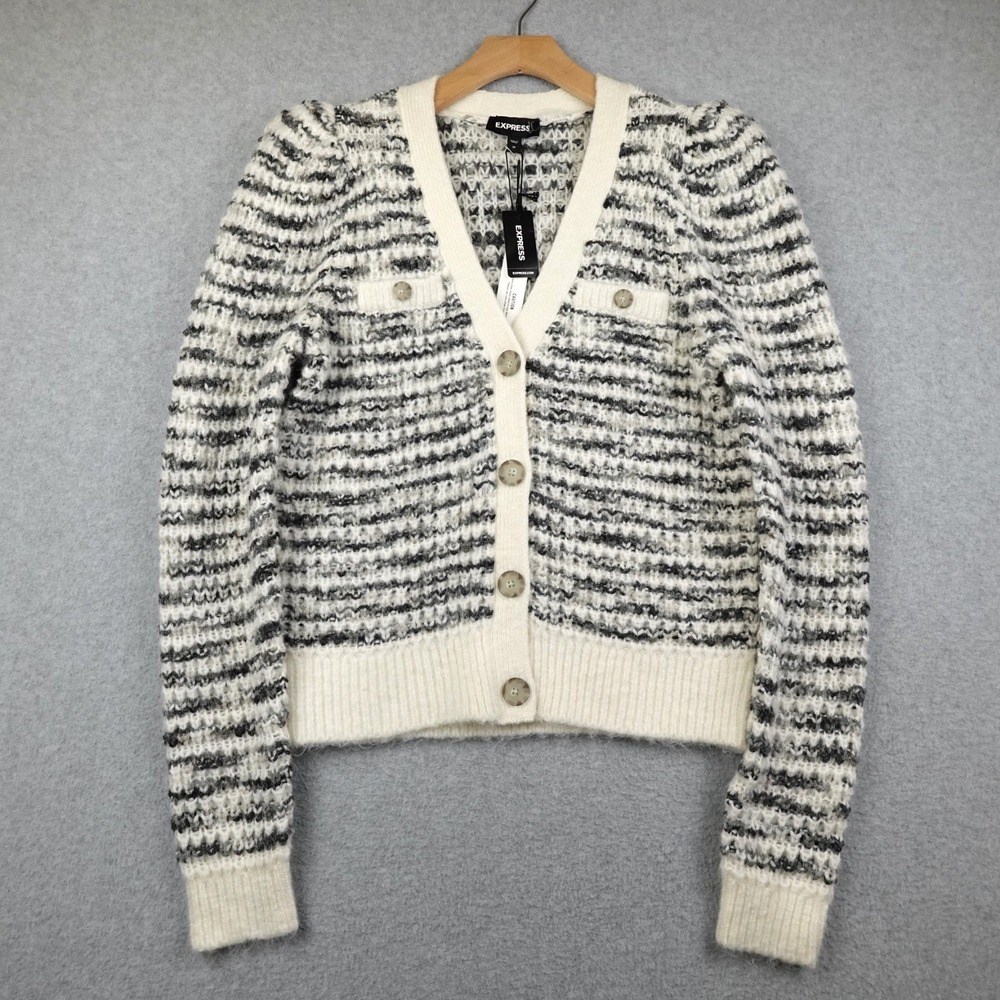 Express Cardigan Sweater Womens Medium Button Up Heavy Knit Casual Work Cozy